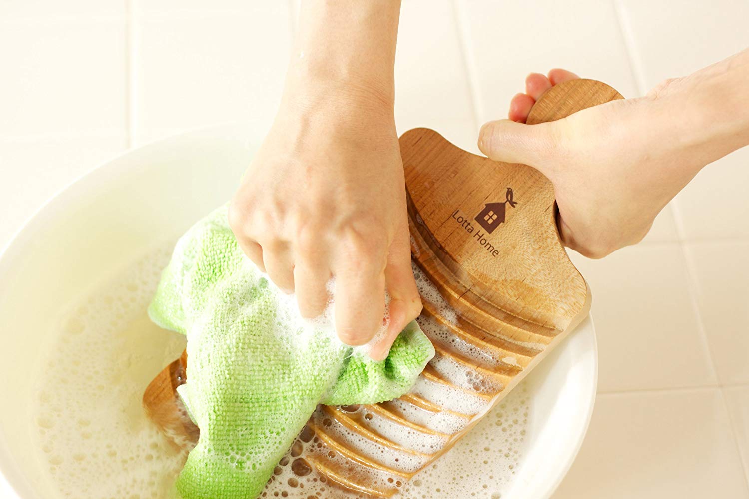 洗濯板を使った洗い方