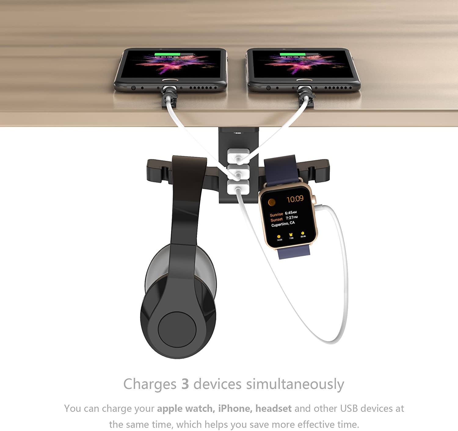 USBポート付きならヘッドホンやスマホを充電できる