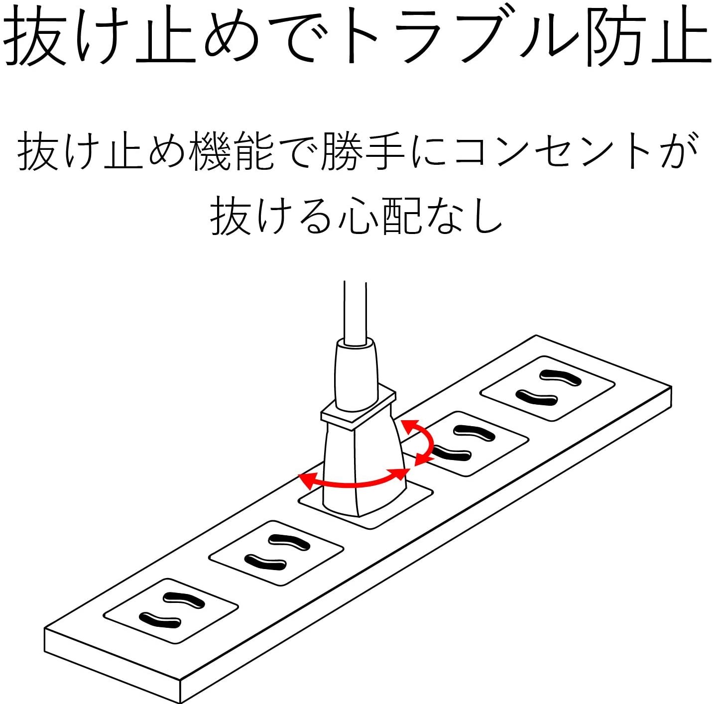 「抜け止め機能」は重いアダブターなどもしっかり固定できる